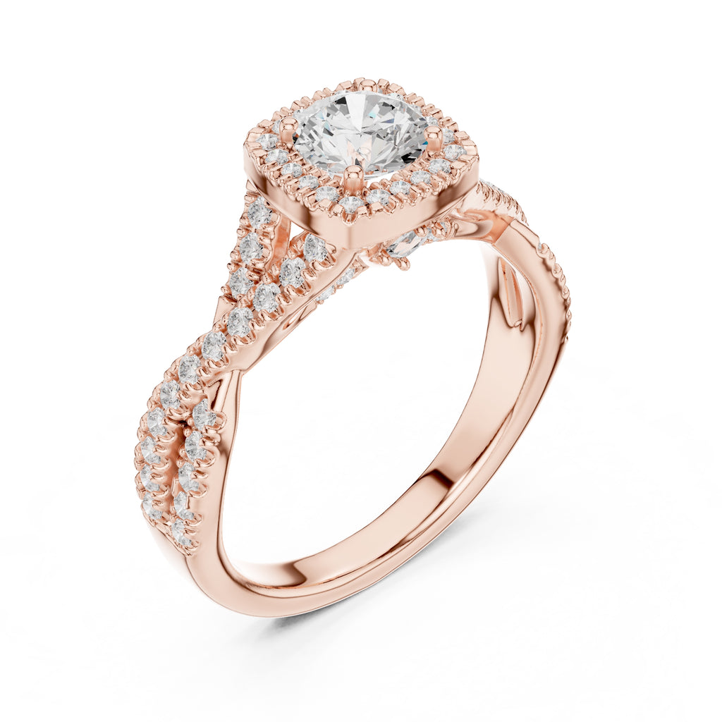 The Entwined Infinity Halo Ring 0.65ct Rose Gold