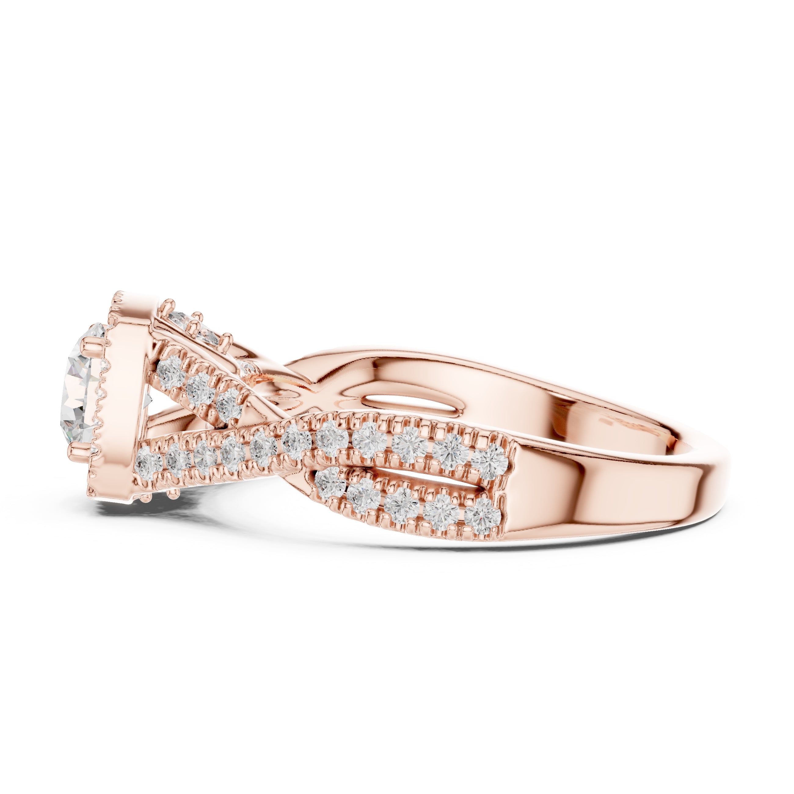 The Entwined Infinity Halo Ring 0.65ct Rose Gold