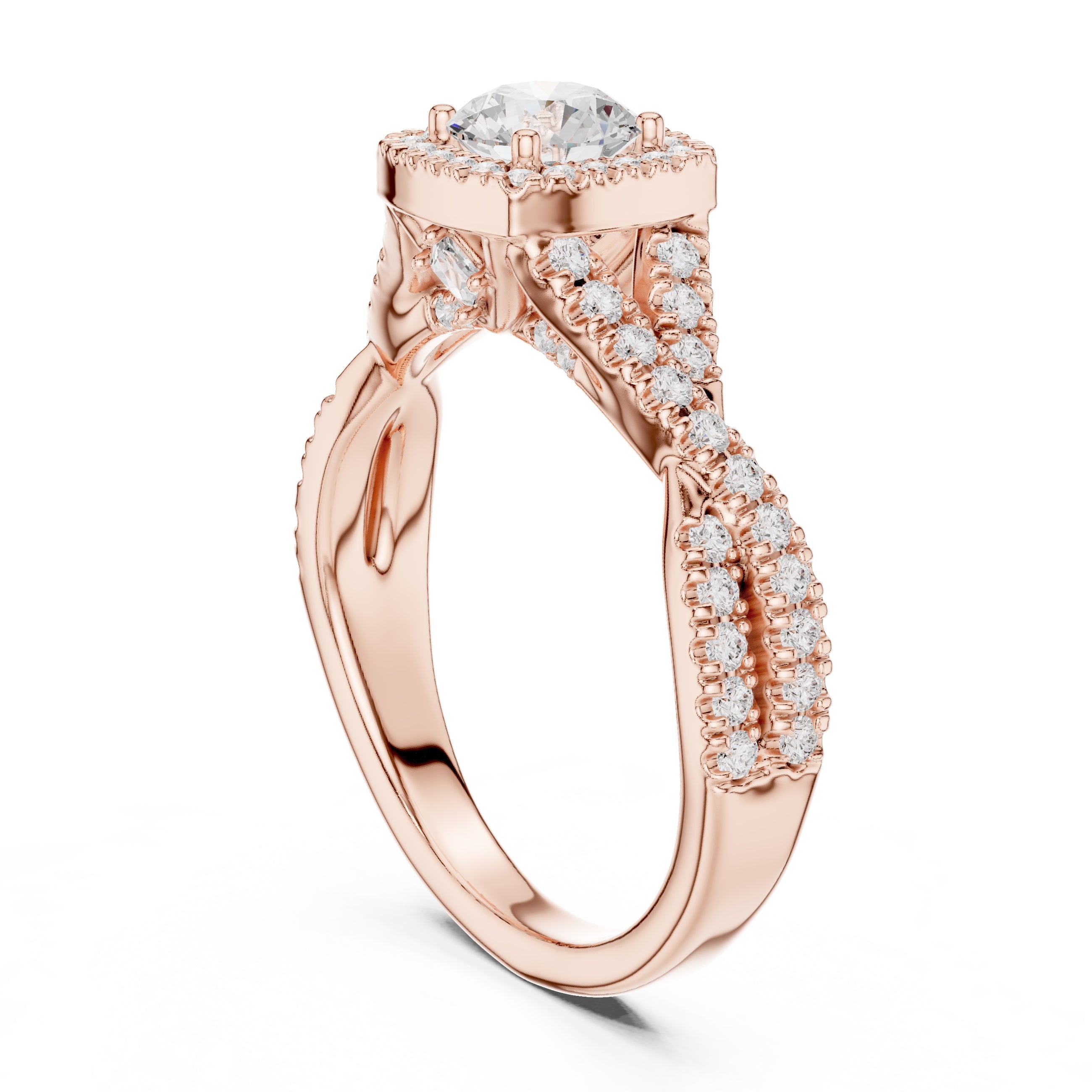 The Entwined Infinity Halo Ring 0.65ct Rose Gold