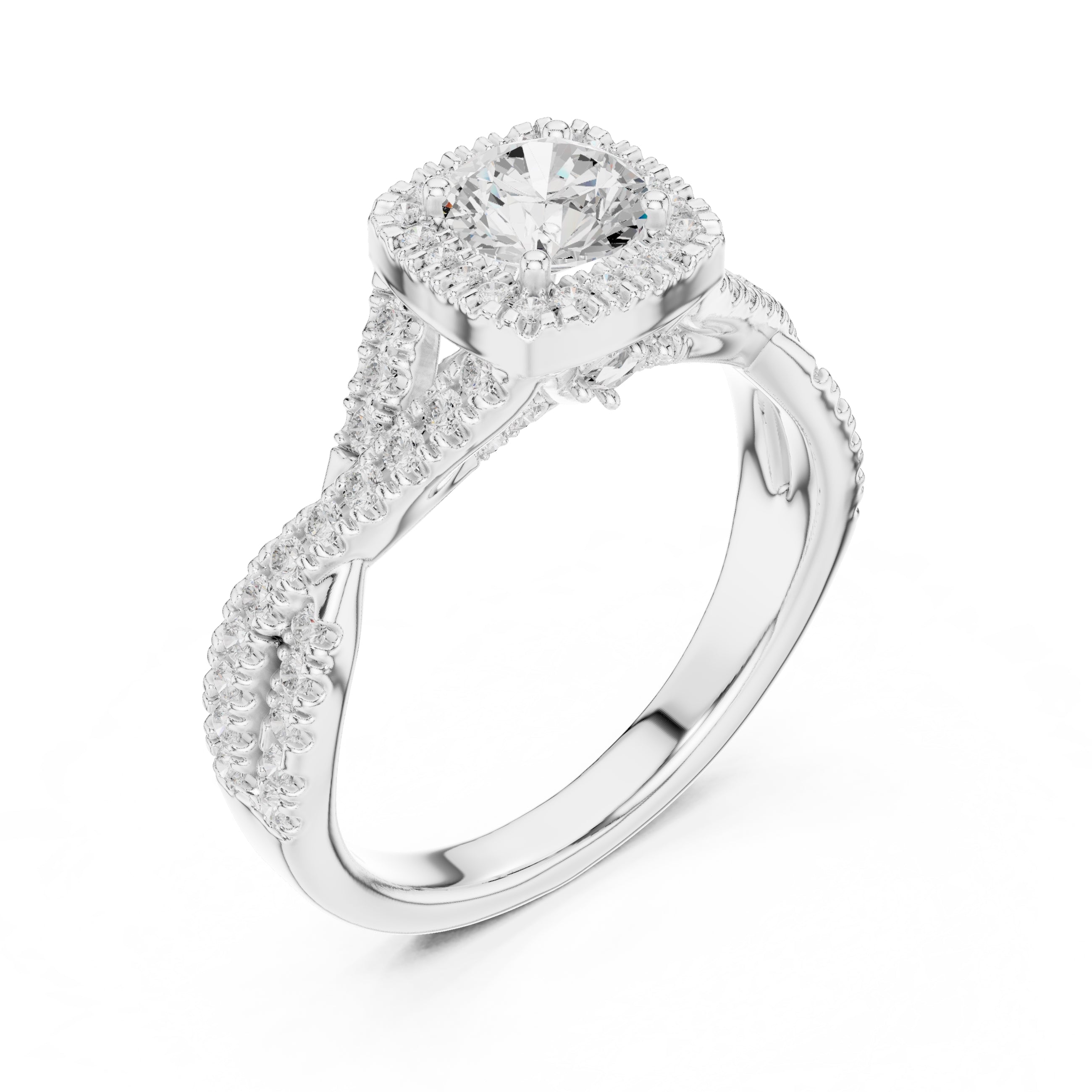 The Entwined Infinity Halo Ring 0.65ct White Gold