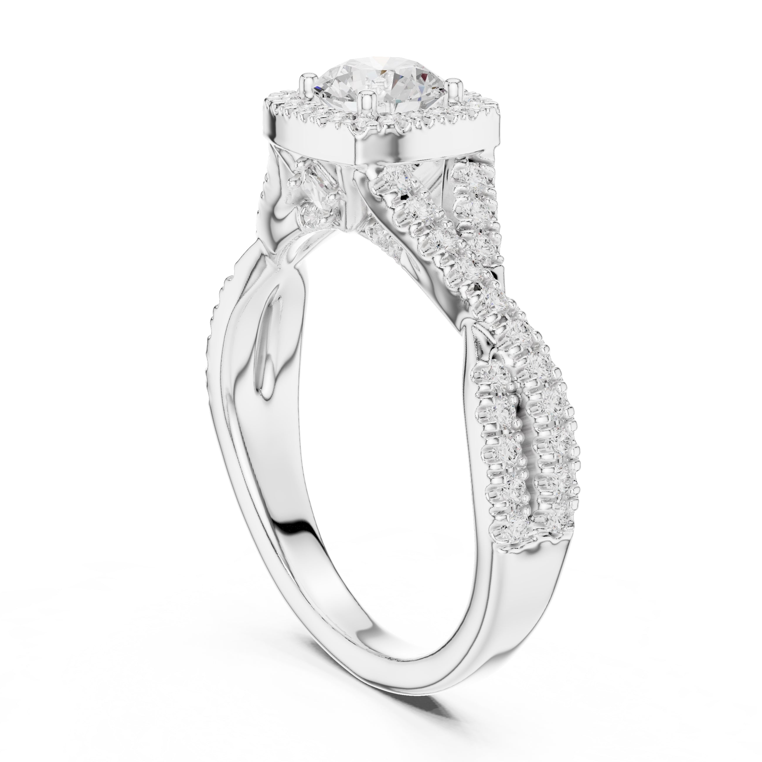 The Entwined Infinity Halo Ring 0.65ct White Gold