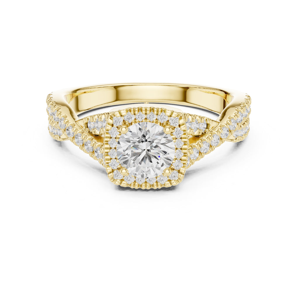 The Entwined Infinity Halo Ring 0.65ct Yellow Gold