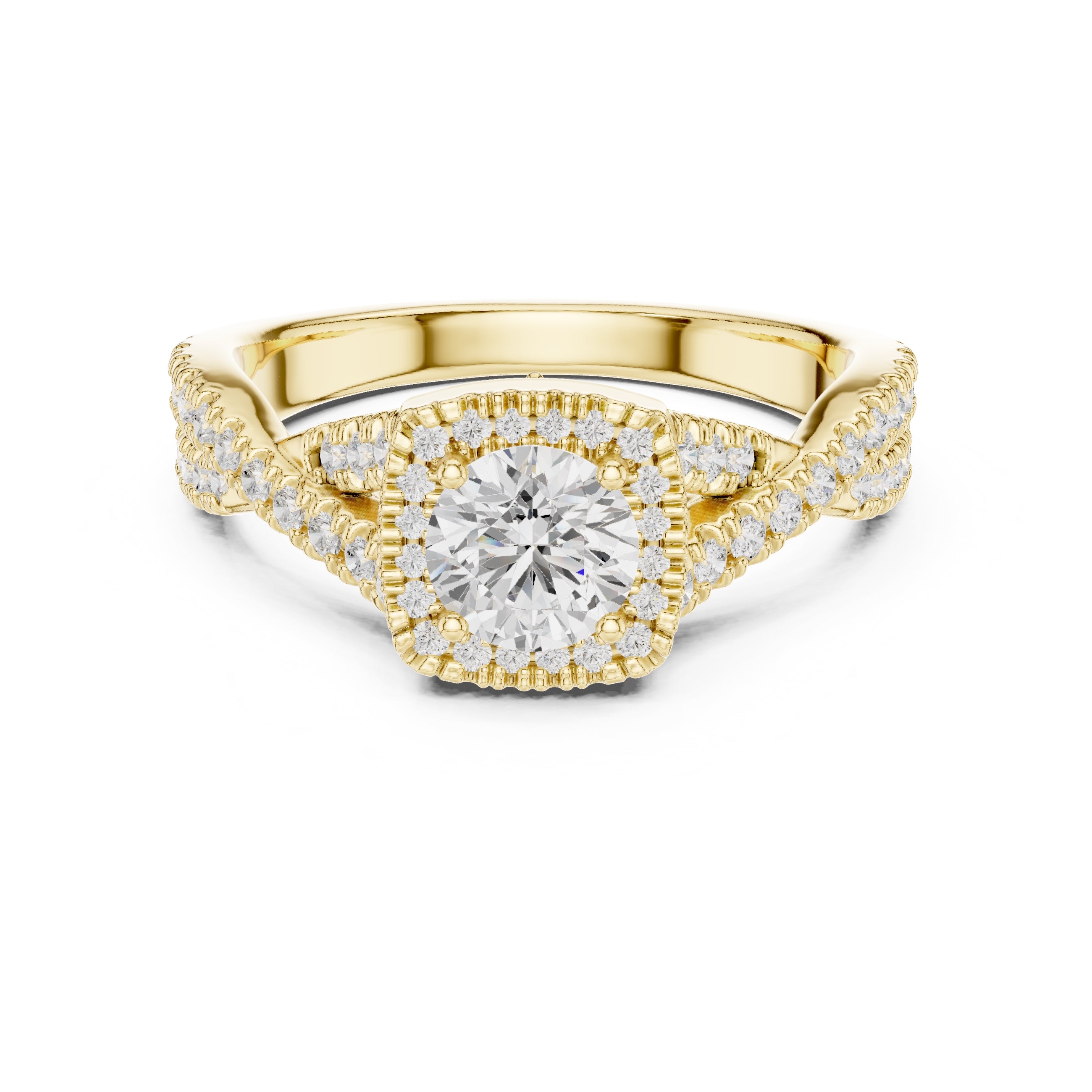 The Entwined Infinity Halo Ring 0.65ct Yellow Gold