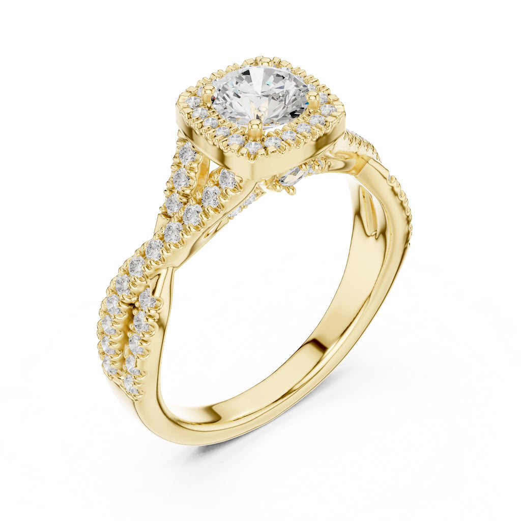 The Entwined Infinity Halo Ring 0.65ct Yellow Gold