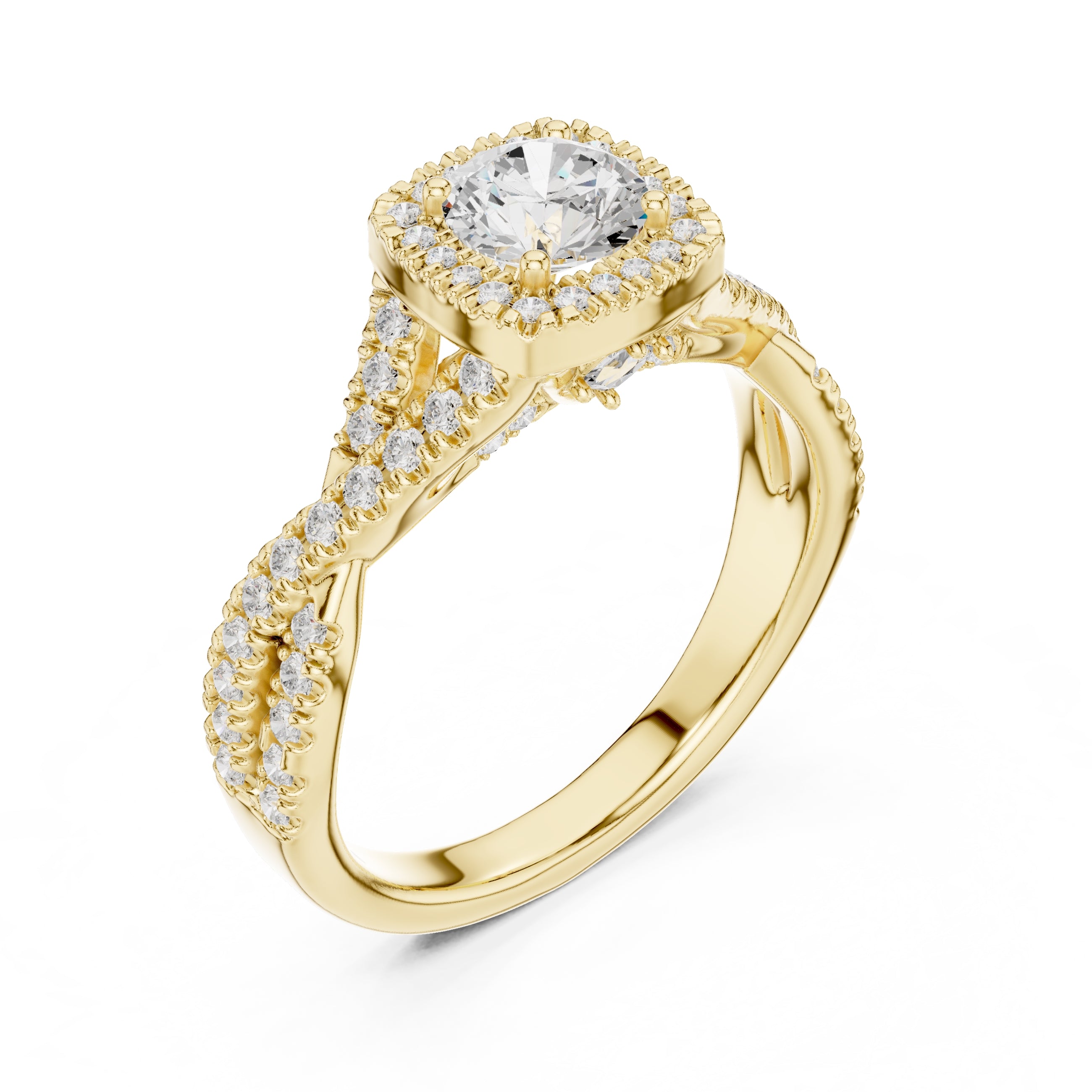 The Entwined Infinity Halo Ring 0.65ct Yellow Gold