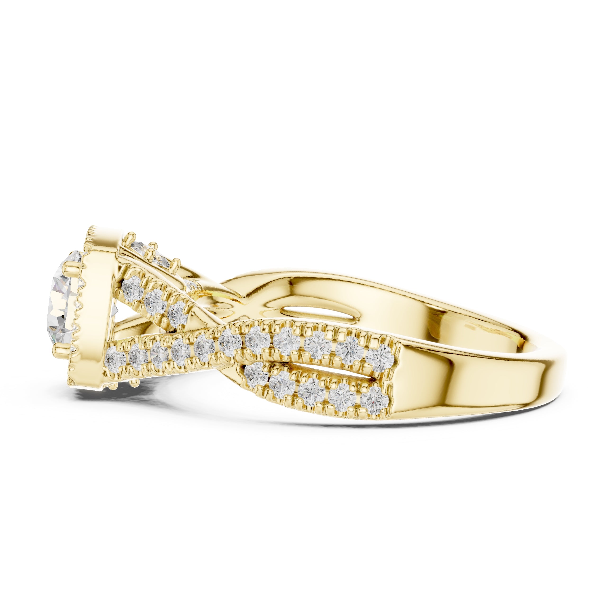 The Entwined Infinity Halo Ring 0.65ct Yellow Gold