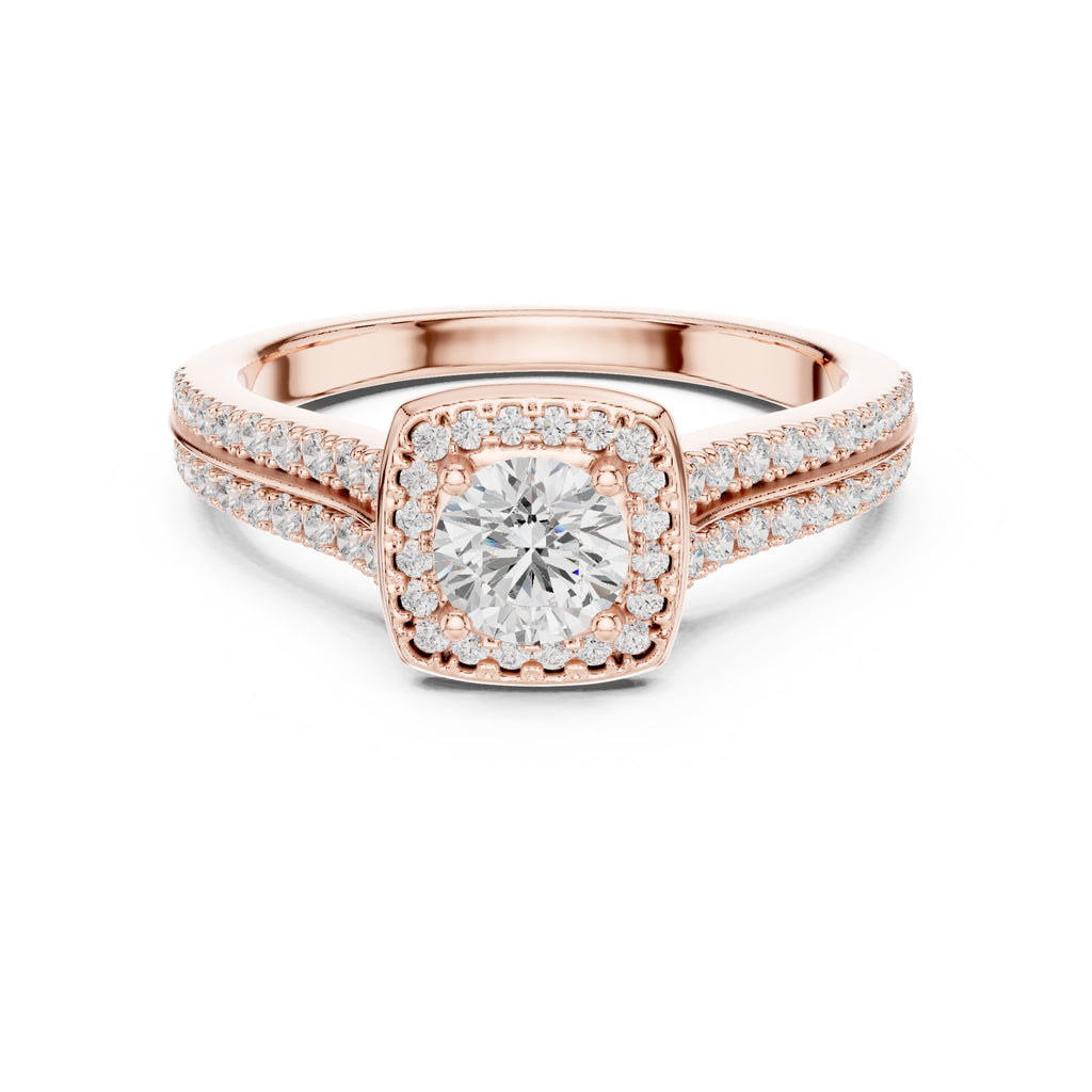 The Golden Radiance Halo Ring 0.5ct Rose Gold