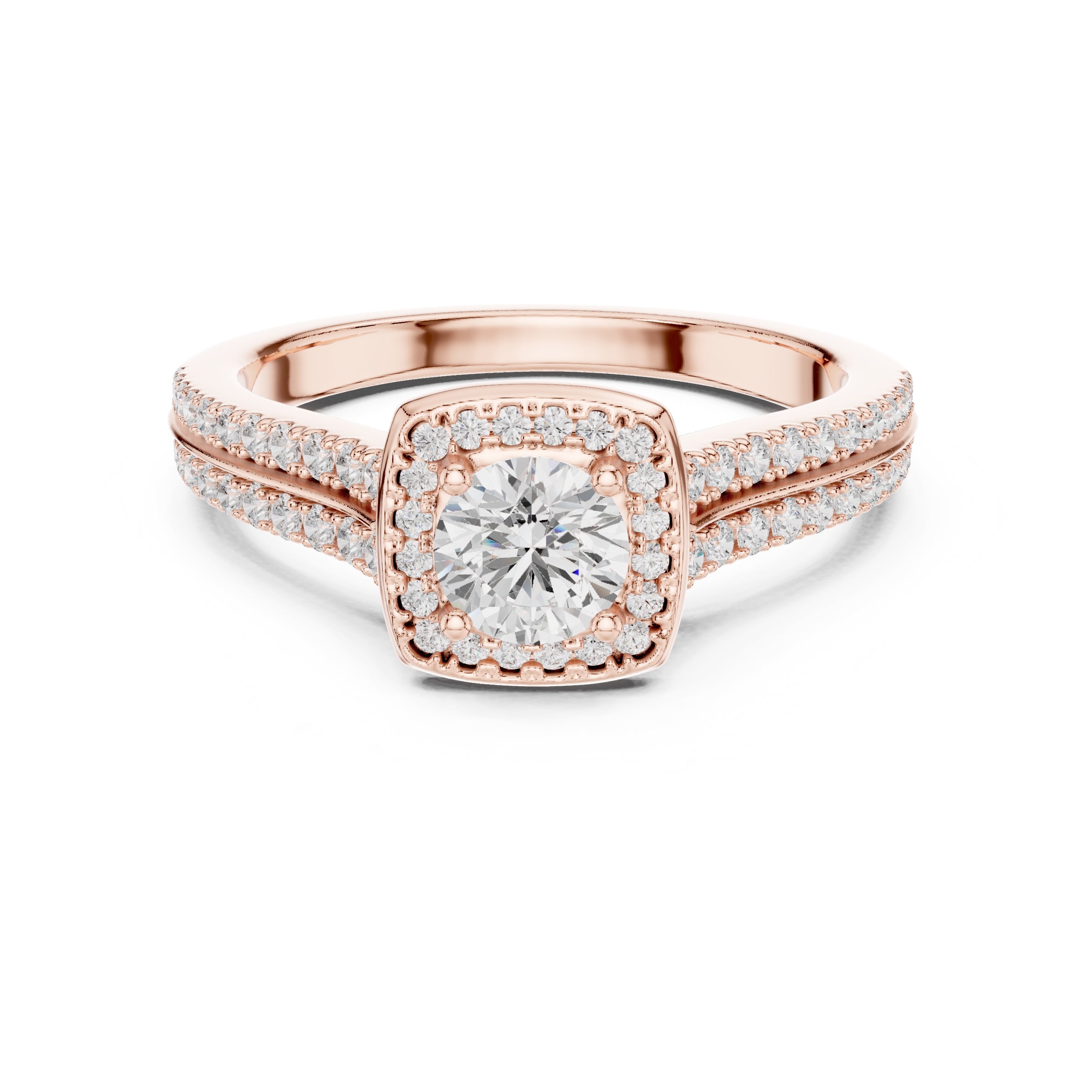 The Golden Radiance Halo Ring 0.5ct Rose Gold