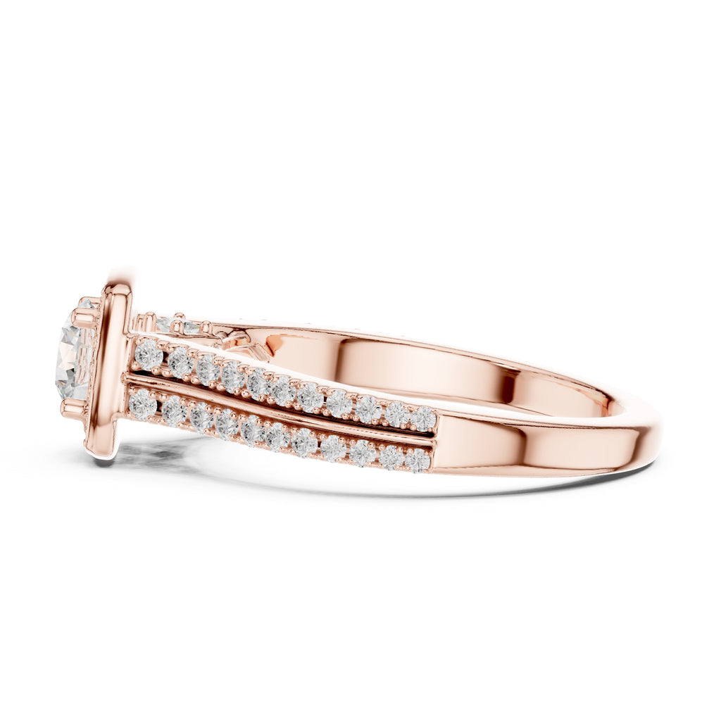 The Golden Radiance Halo Ring 0.5ct Rose Gold