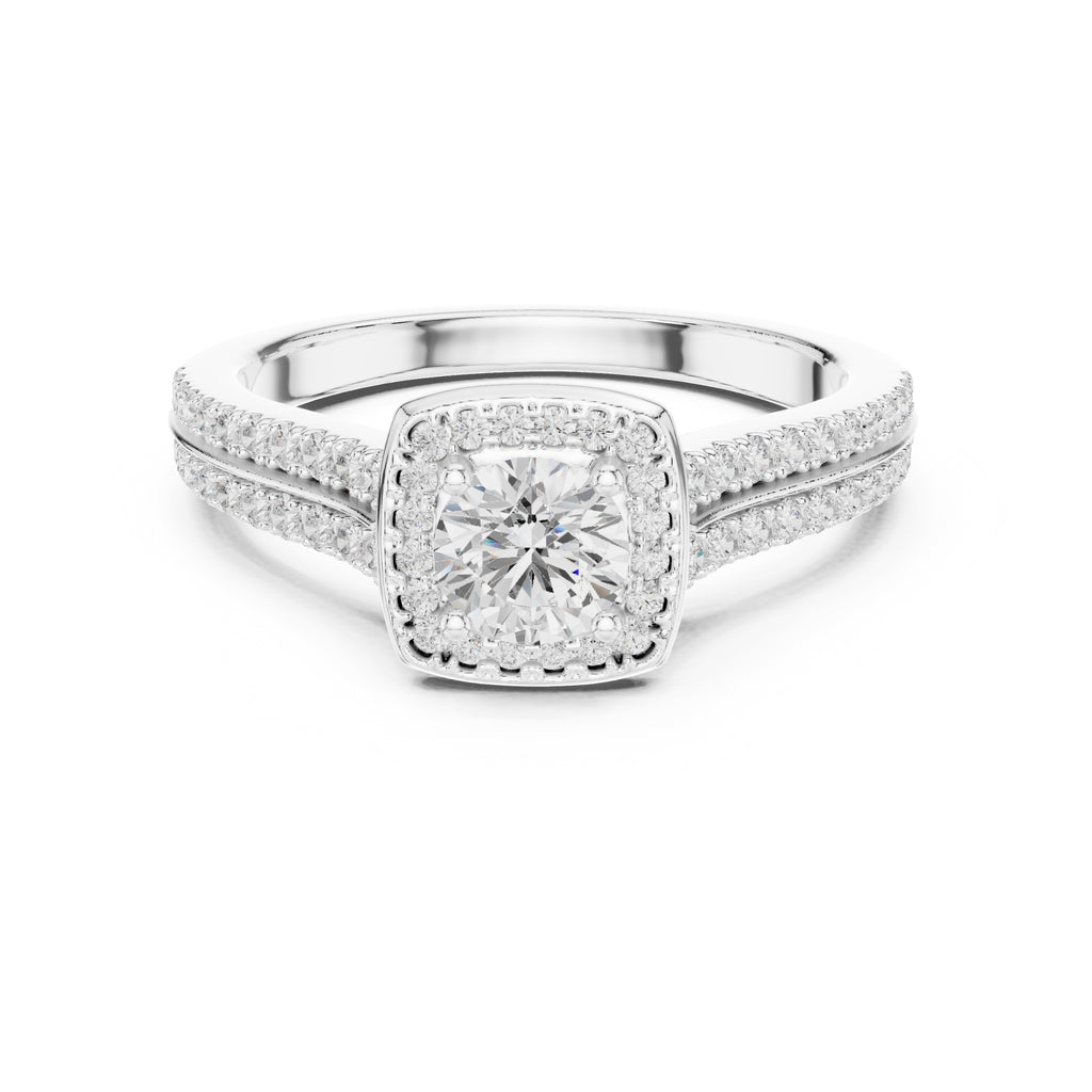 The Golden Radiance Halo Ring 0.5ct White Gold
