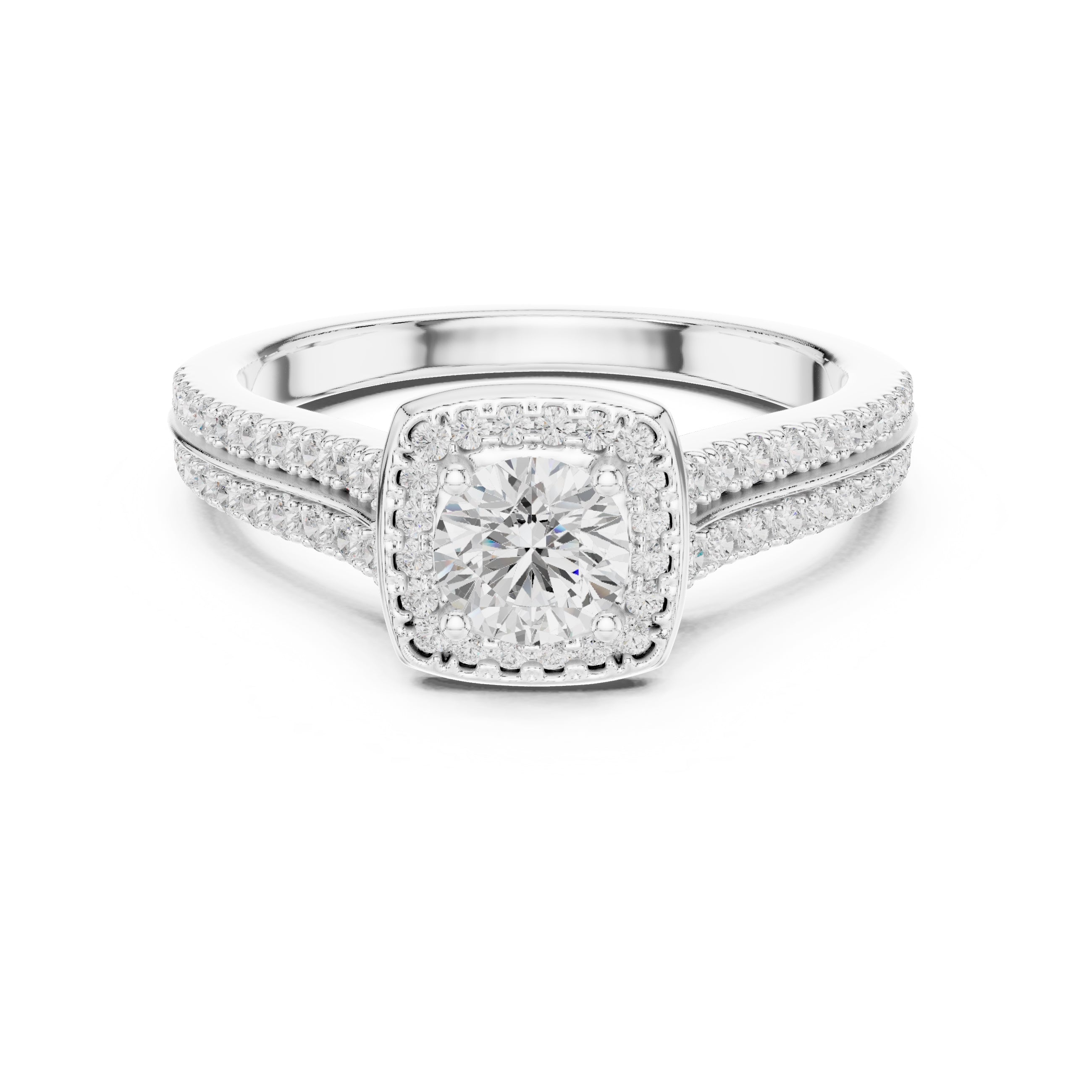 The Golden Radiance Halo Ring 0.5ct White Gold