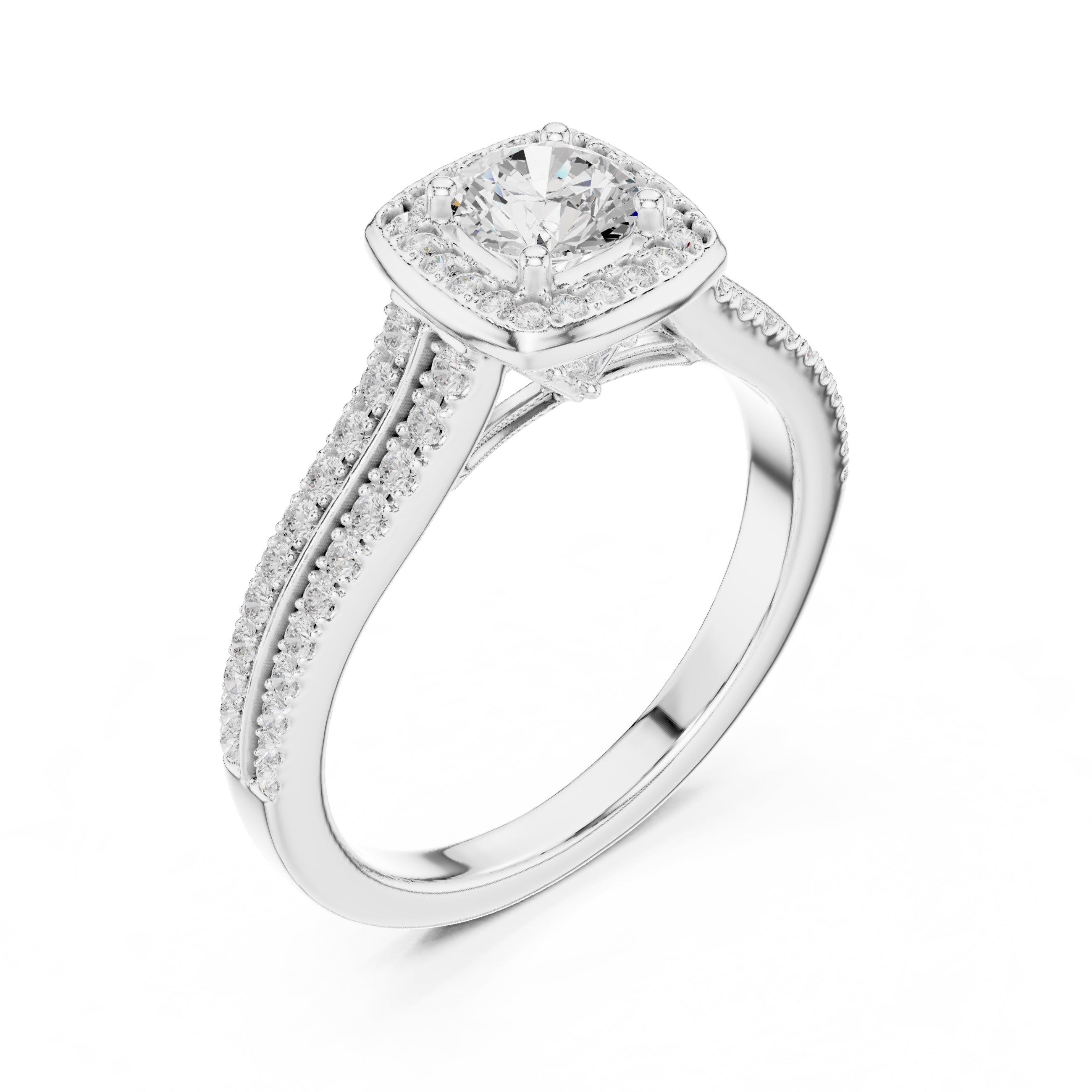 The Golden Radiance Halo Ring 0.5ct White Gold