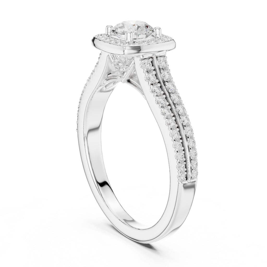 The Golden Radiance Halo Ring 0.5ct White Gold