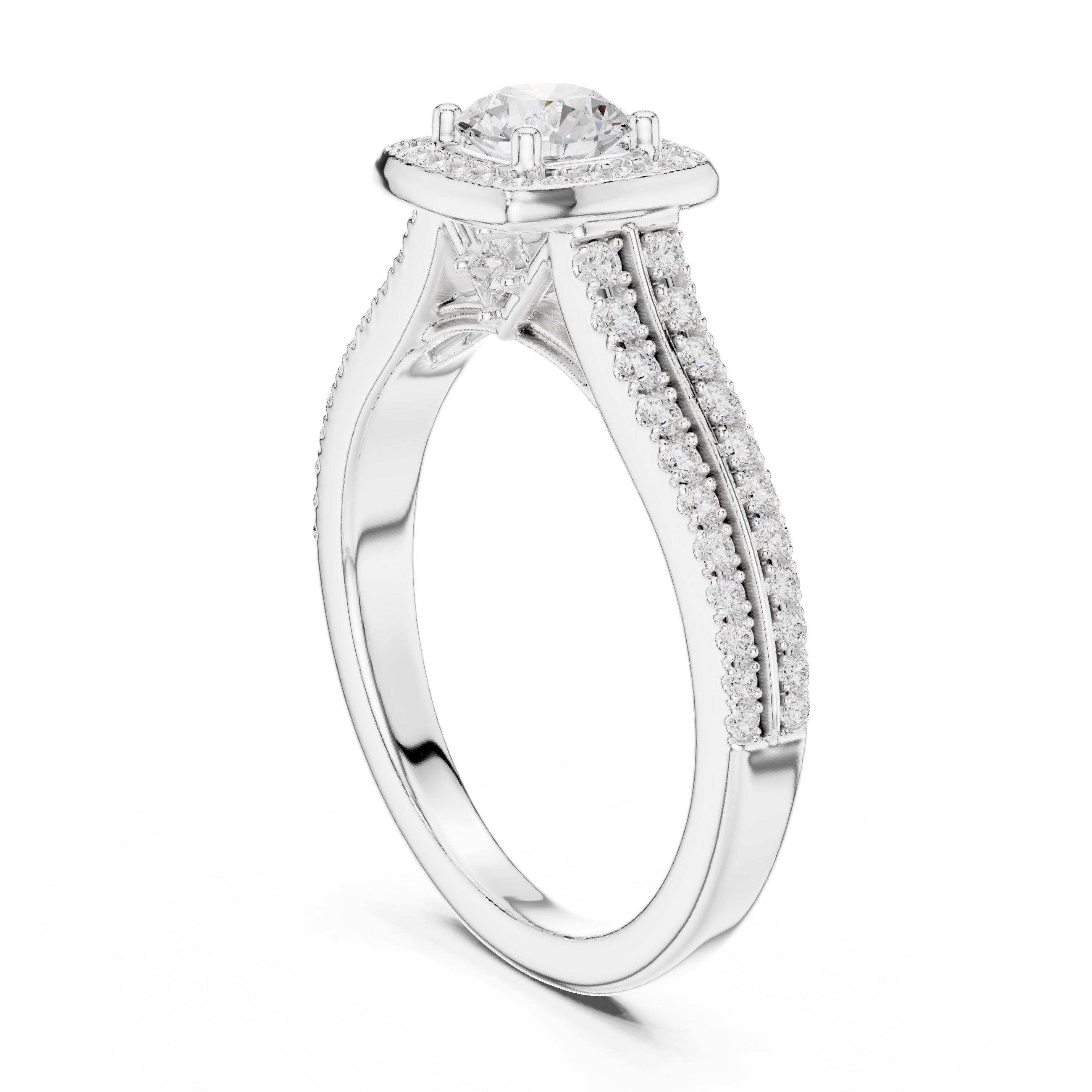 The Golden Radiance Halo Ring 0.5ct White Gold