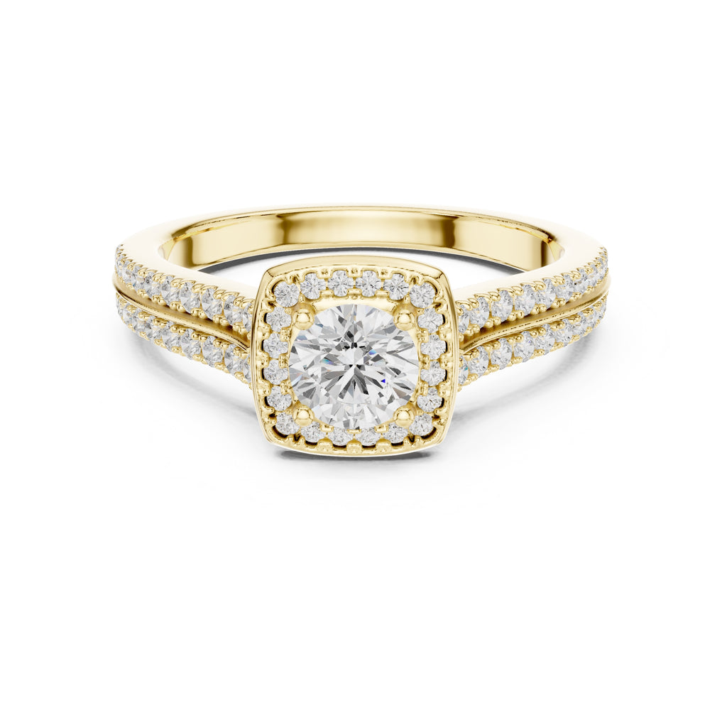 The Golden Radiance Halo Ring 0.5ct Yellow Gold