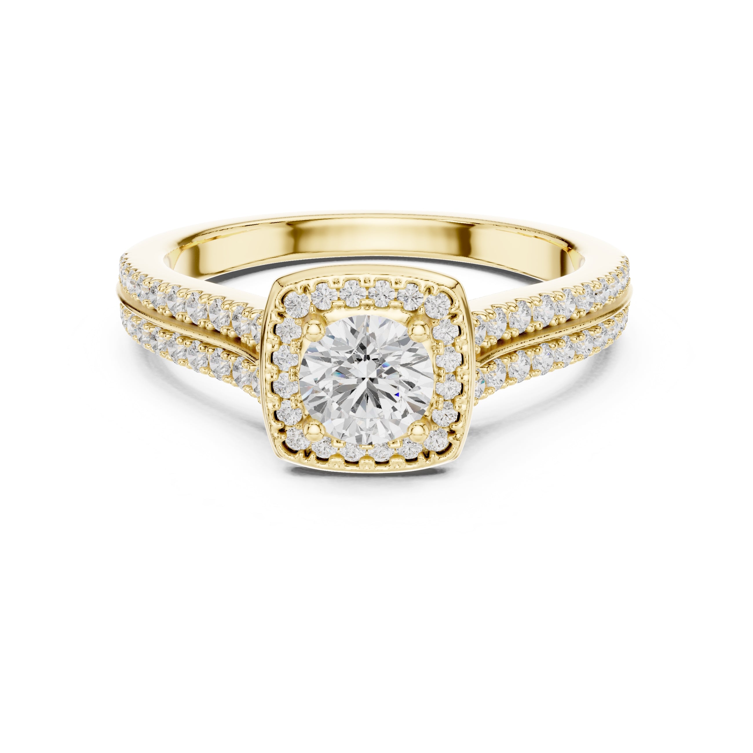 The Golden Radiance Halo Ring 0.5ct Yellow Gold