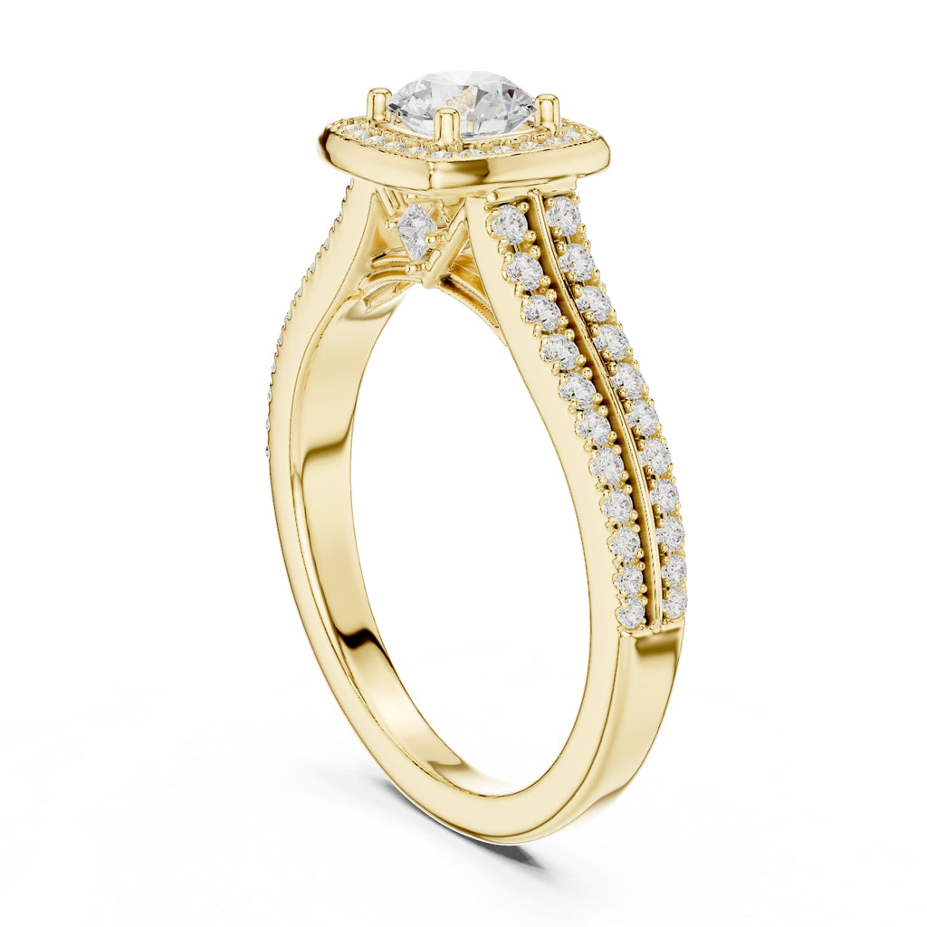 The Golden Radiance Halo Ring 0.5ct Yellow Gold