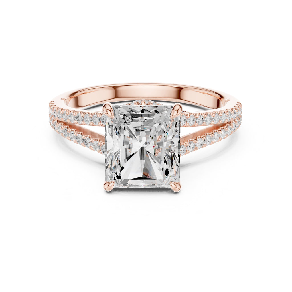 2.5 ct Radiant Entwined Crossover Ring 2.5ct Rose Gold