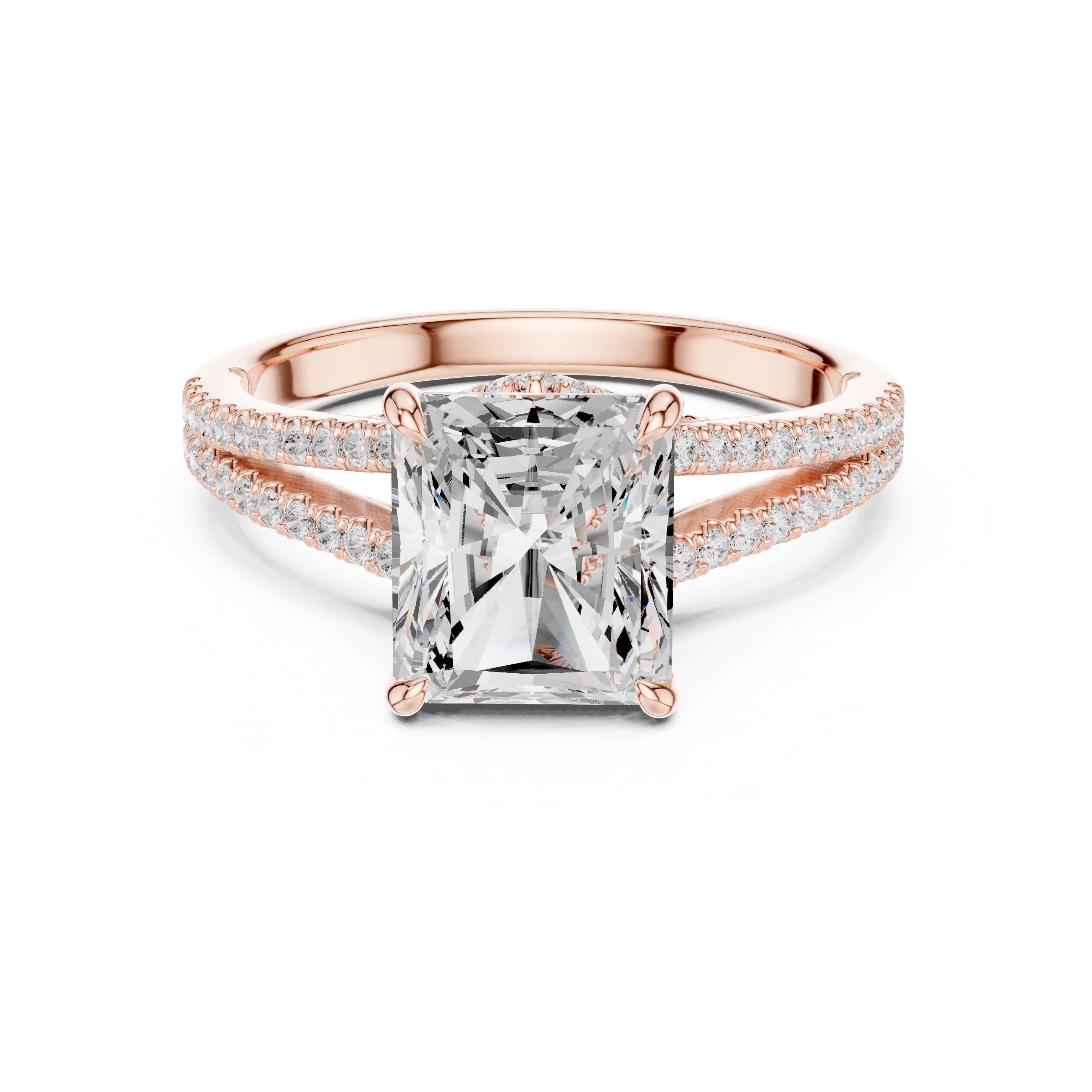 2.5 ct Radiant Entwined Crossover Ring 2.5ct Rose Gold