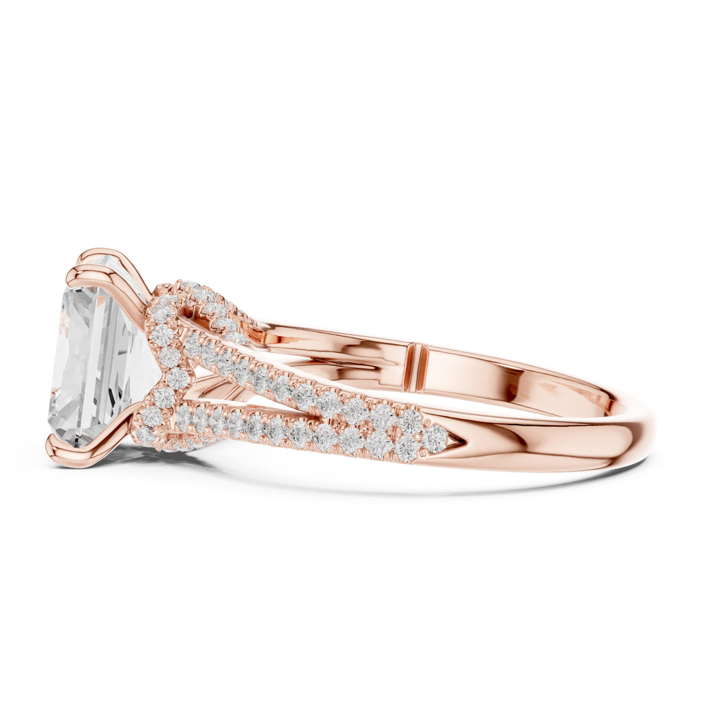2.5 ct Radiant Entwined Crossover Ring 2.5ct Rose Gold
