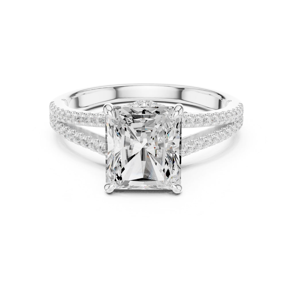 2.5 ct Radiant Entwined Crossover Ring 2.5ct White Gold