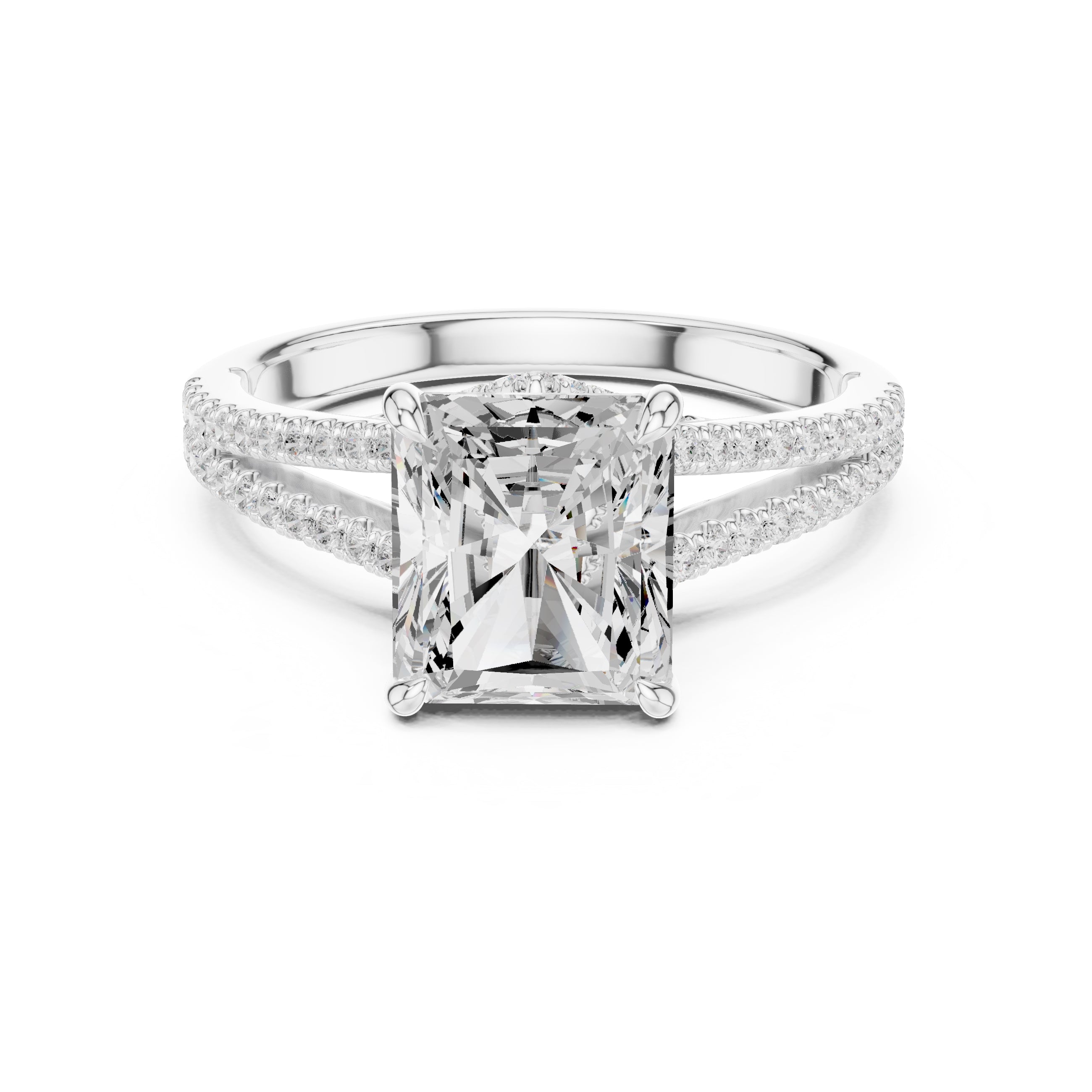 2.5 ct Radiant Entwined Crossover Ring 2.5ct White Gold