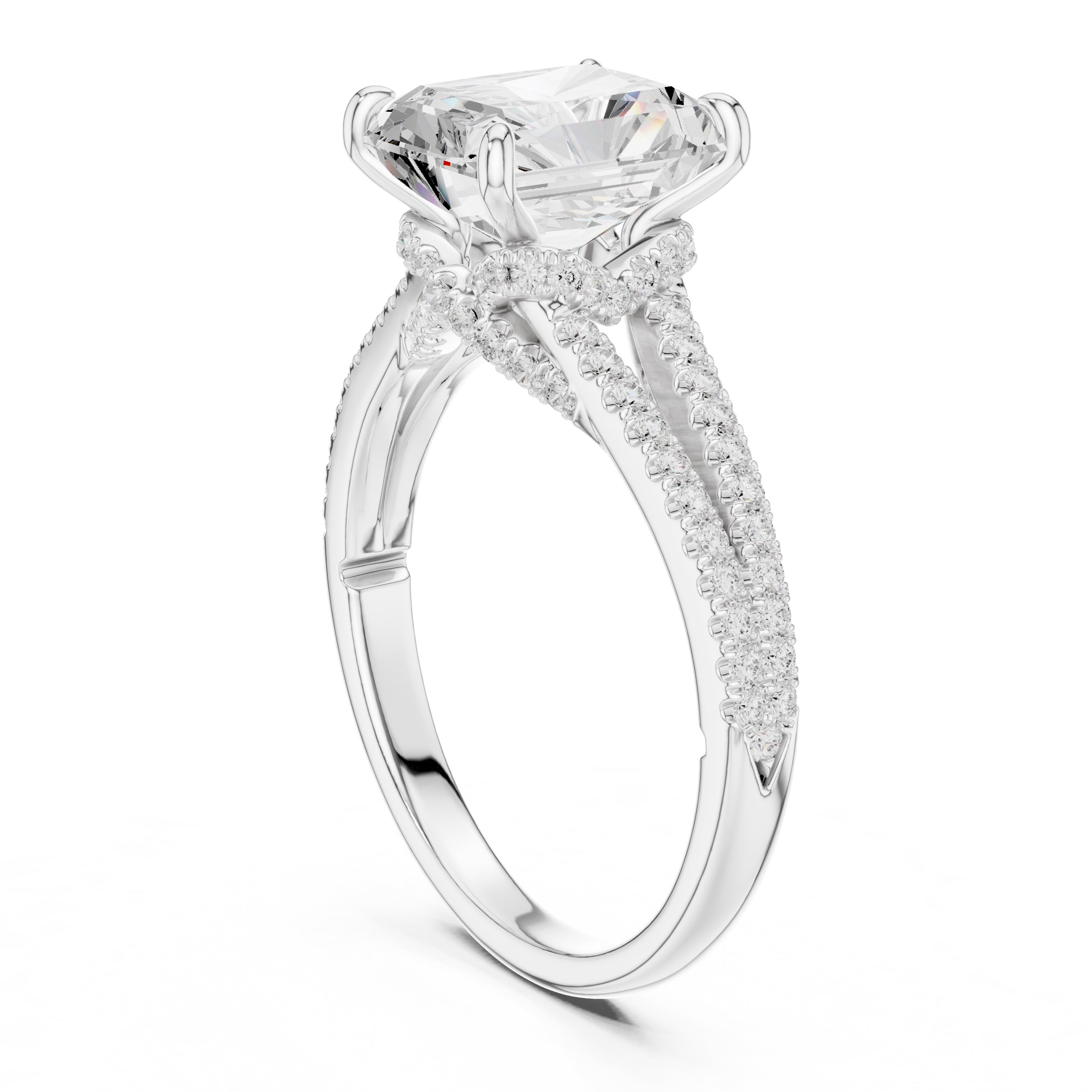 2.5 ct Radiant Entwined Crossover Ring 2.5ct White Gold