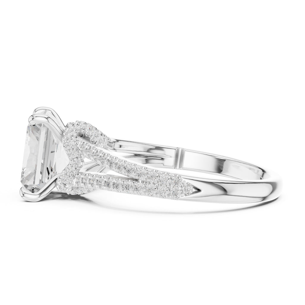 2.5 ct Radiant Entwined Crossover Ring 2.5ct White Gold
