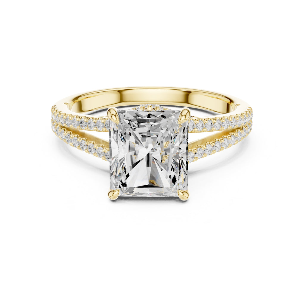 2.5 ct Radiant Entwined Crossover Ring 2.5ct Yellow Gold