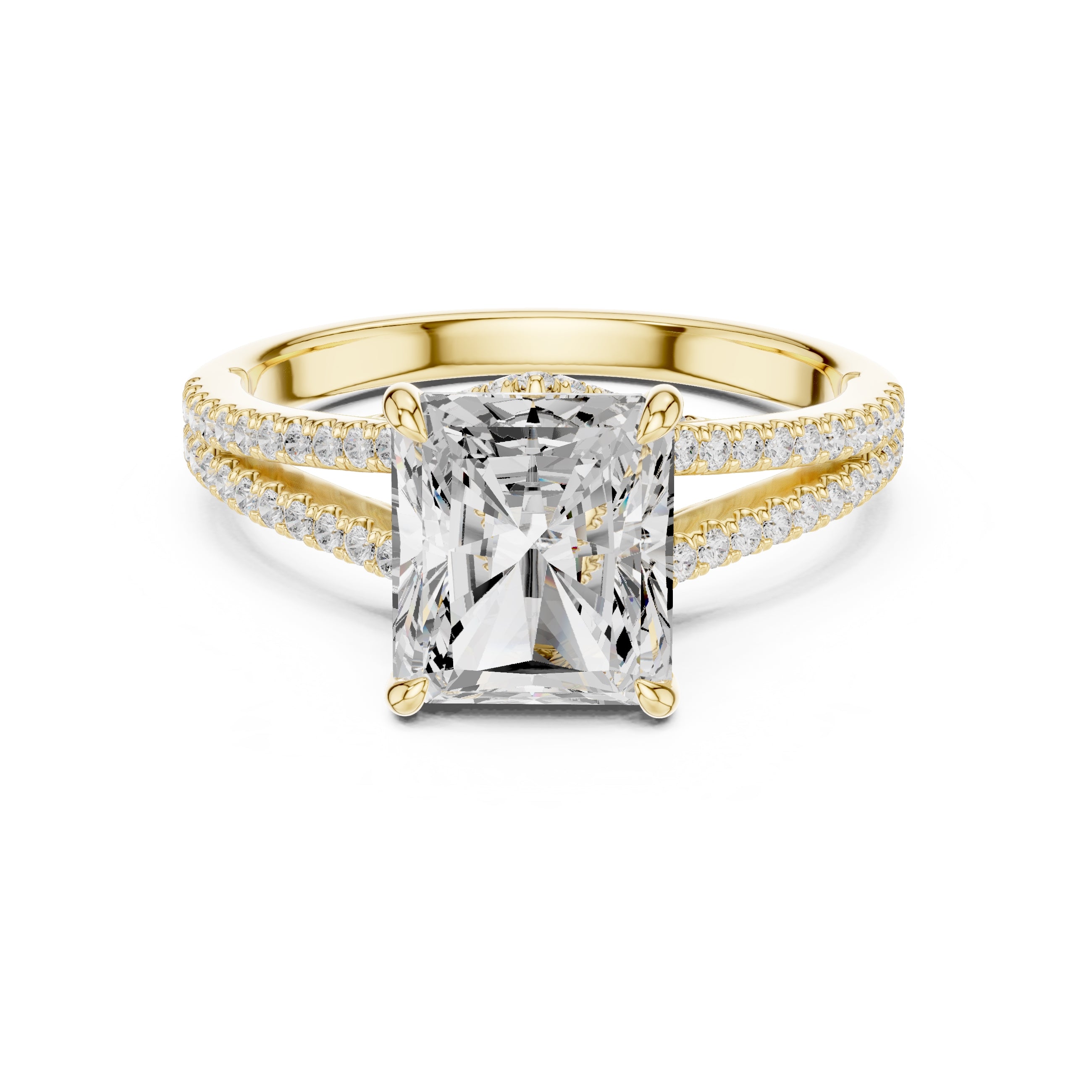 2.5 ct Radiant Entwined Crossover Ring 2.5ct Yellow Gold