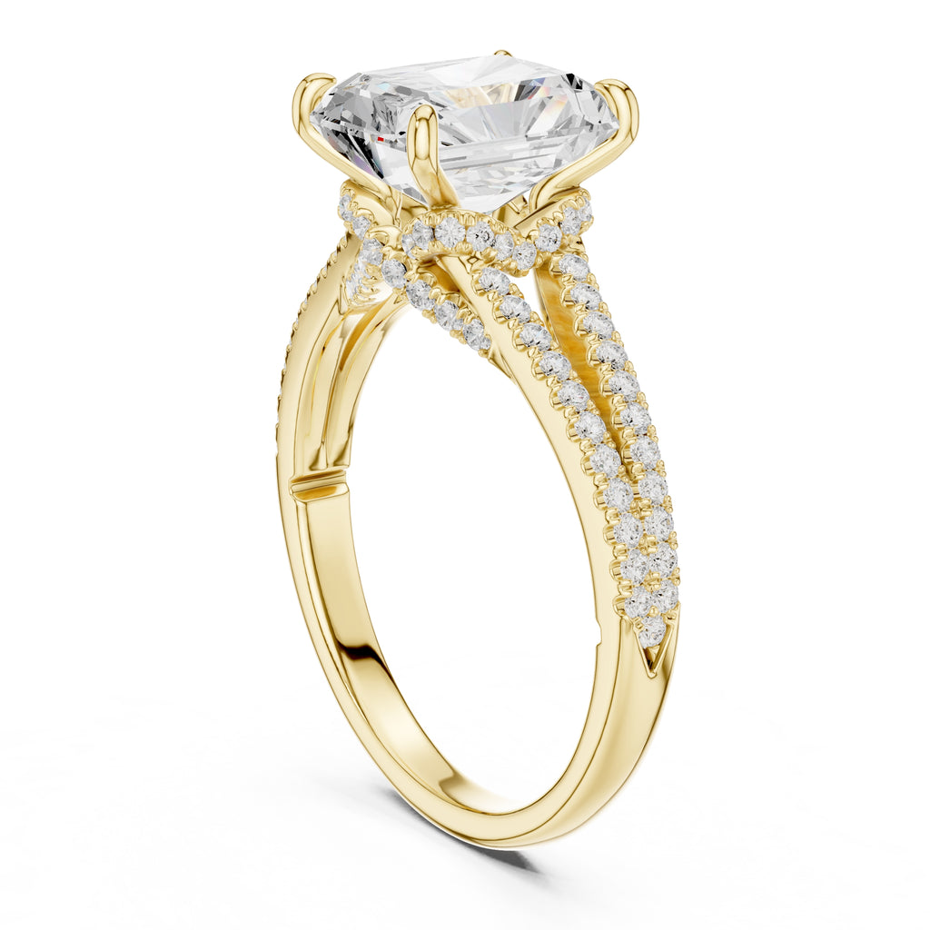 2.5 ct Radiant Entwined Crossover Ring 2.5ct Yellow Gold