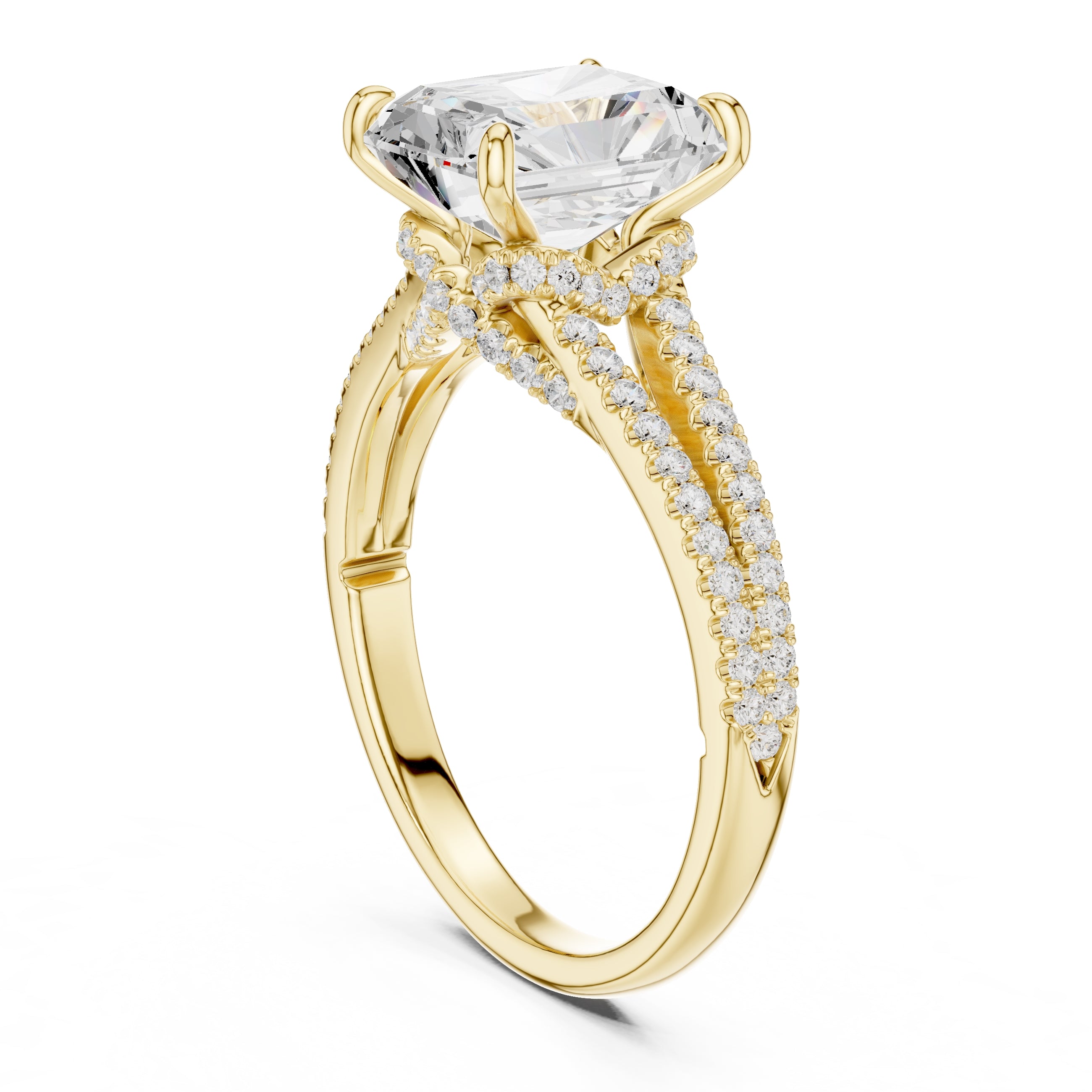 2.5 ct Radiant Entwined Crossover Ring 2.5ct Yellow Gold