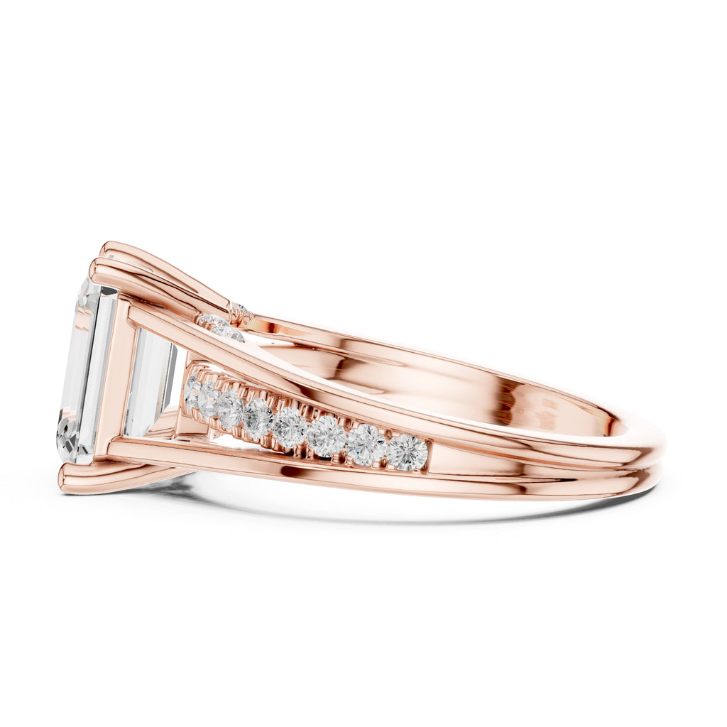 2 ct Emerald-Cut Multi-Row Split Shank Ring 2.05ct Rose Gold