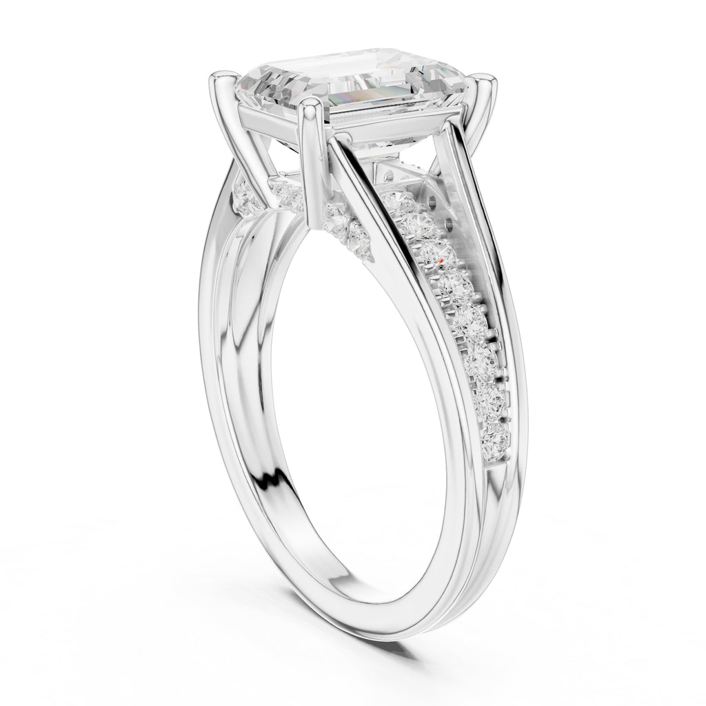 2 ct Emerald-Cut Multi-Row Split Shank Ring 2.05ct White Gold
