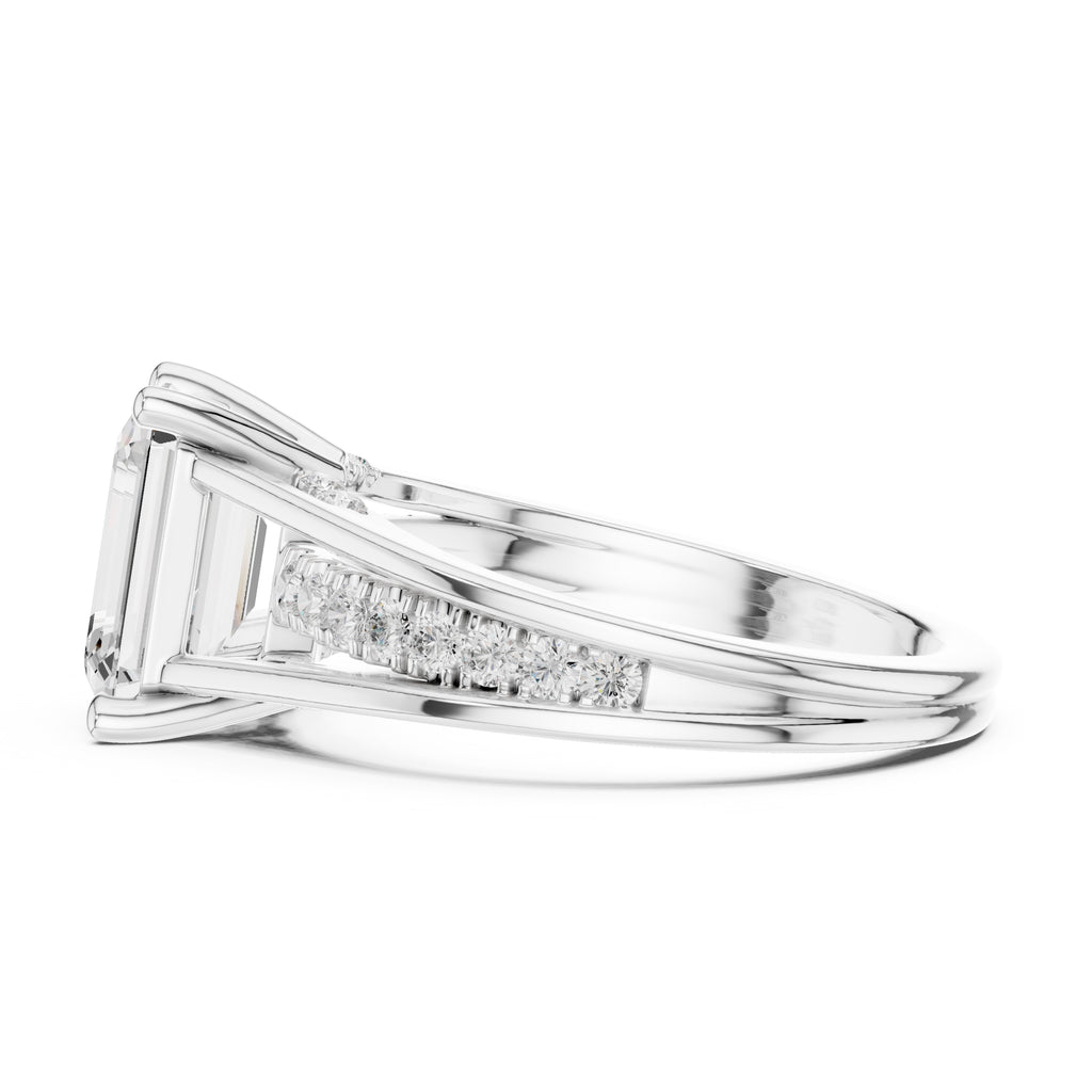 2 ct Emerald-Cut Multi-Row Split Shank Ring 2.05ct White Gold