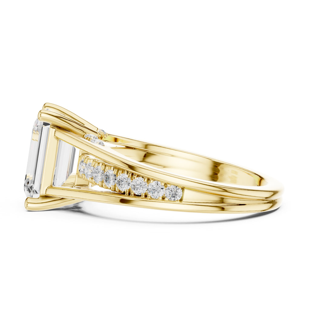 2 ct Emerald-Cut Multi-Row Split Shank Ring 2.05ct Yellow Gold