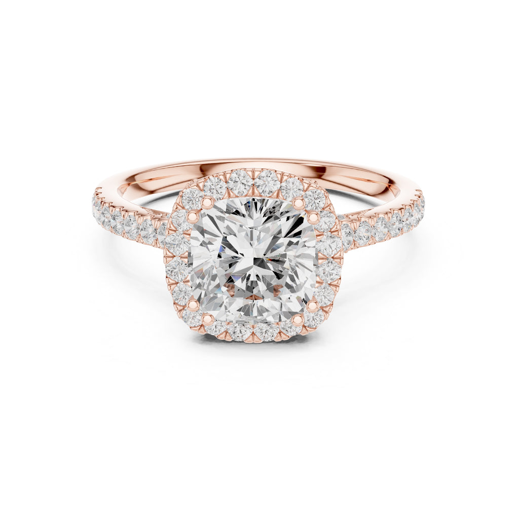 2.00 ct Cushion Estate Pave Engagement Ring 2ct Rose Gold