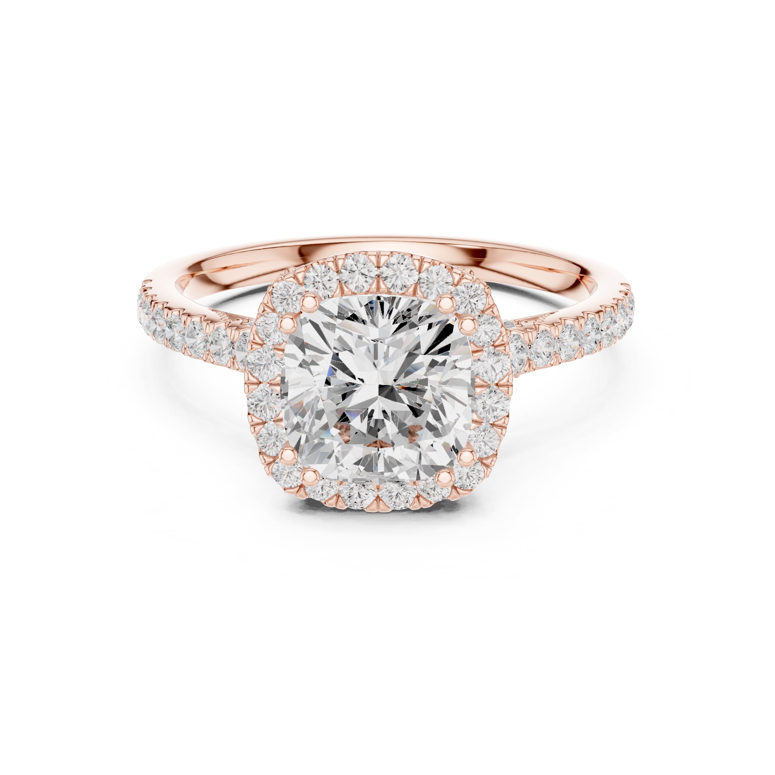 2.00 ct Cushion Estate Pave Engagement Ring 2ct Rose Gold