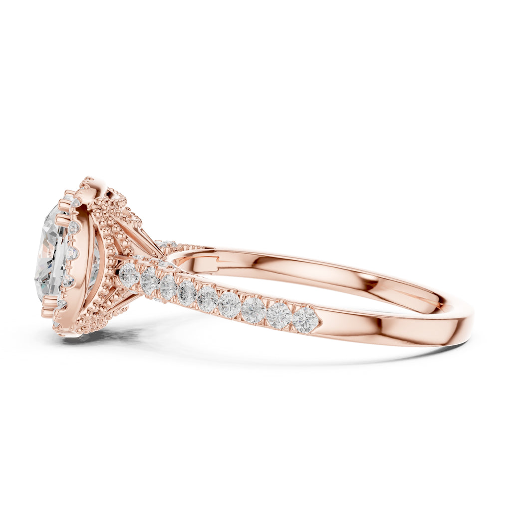 2.00 ct Cushion Estate Pave Engagement Ring 2ct Rose Gold