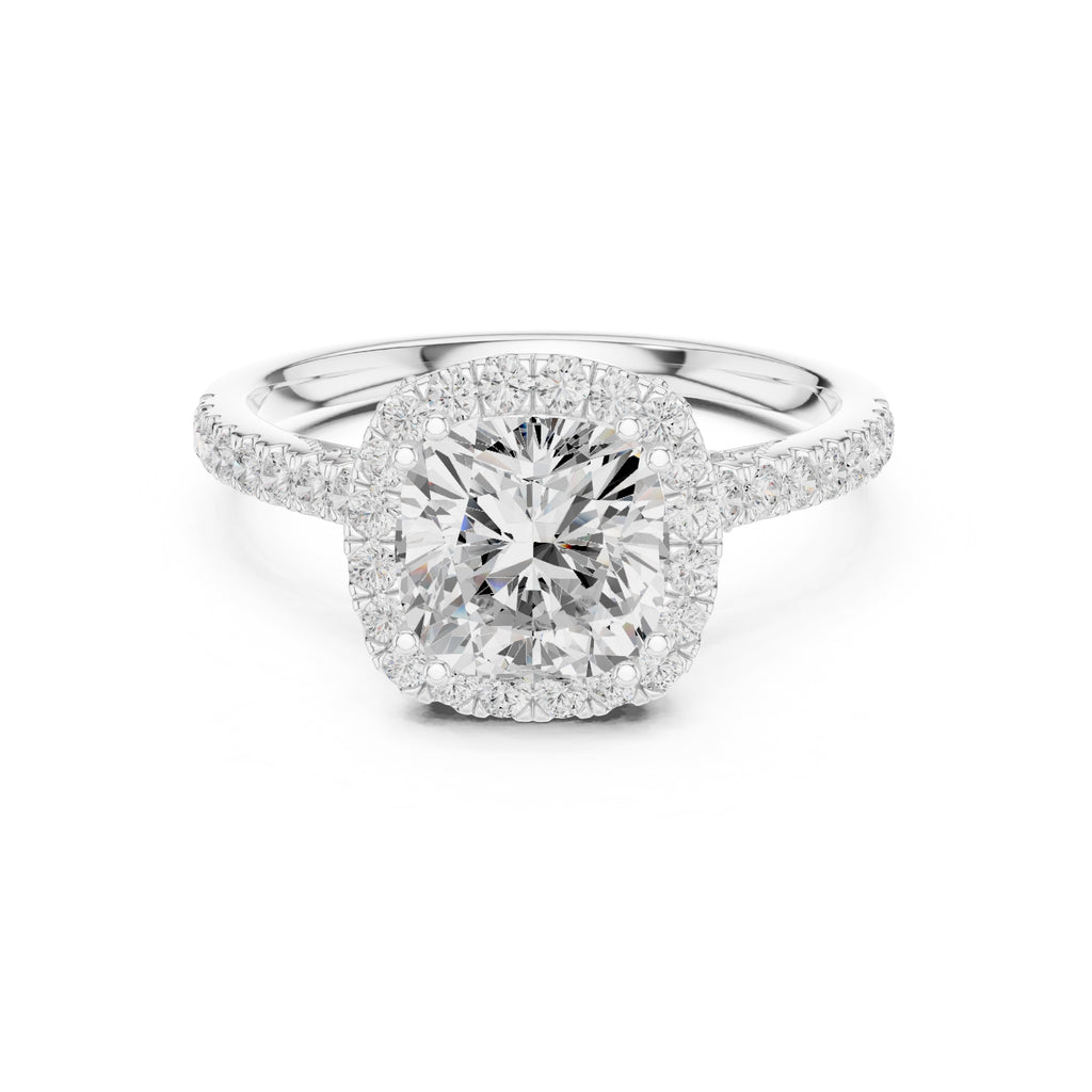 2.00 ct Cushion Estate Pave Engagement Ring 2ct White Gold