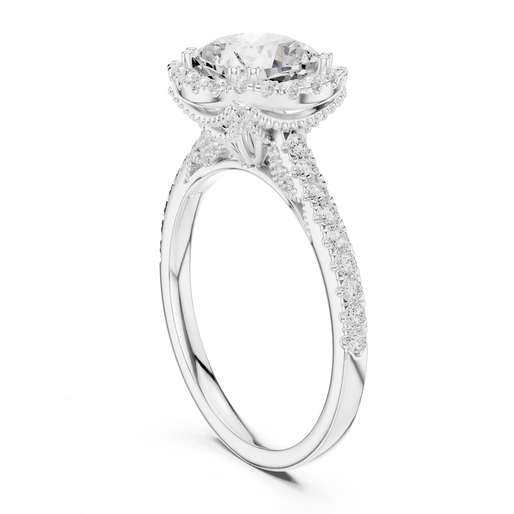 2.00 ct Cushion Estate Pave Engagement Ring 2ct White Gold
