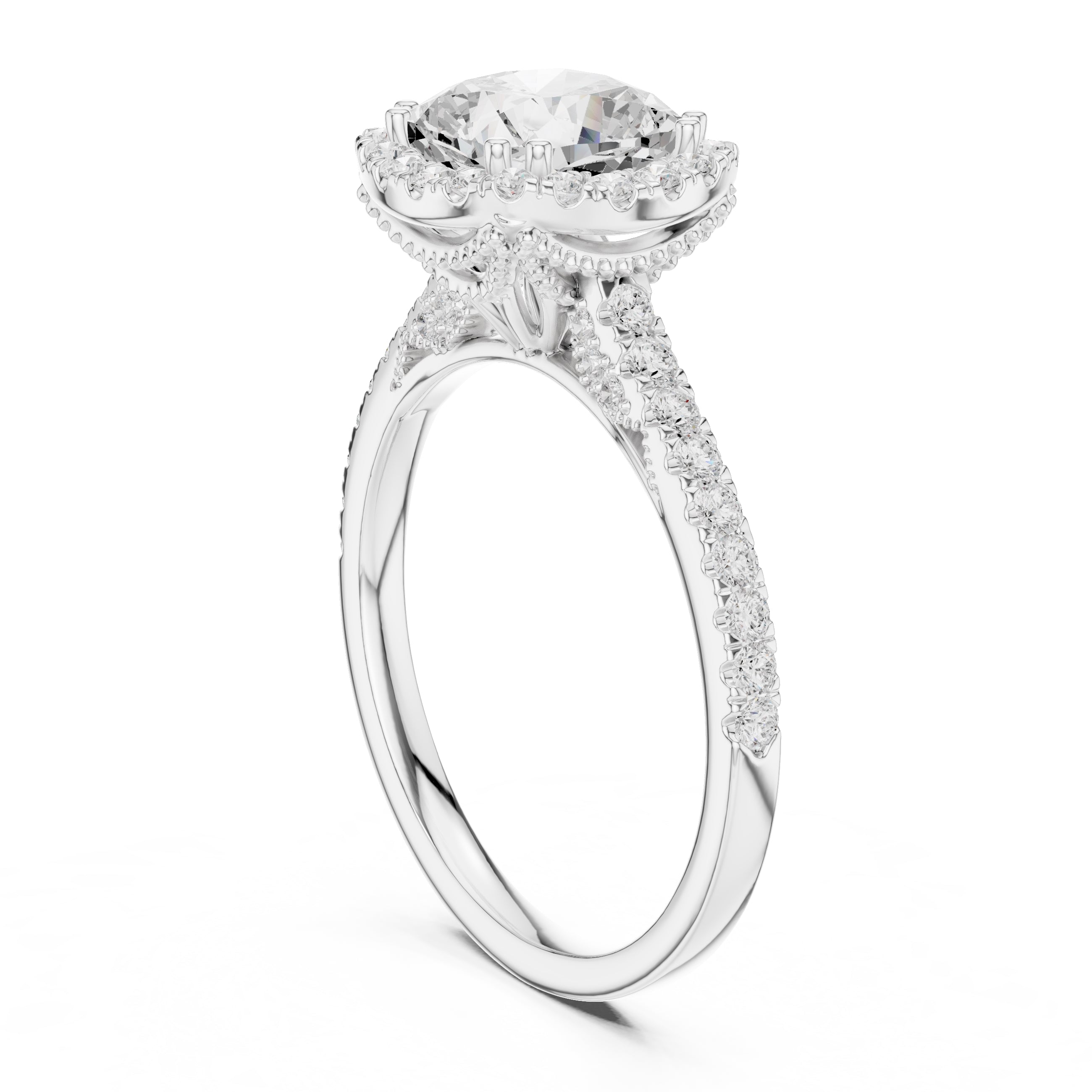 2.00 ct Cushion Estate Pave Engagement Ring 2ct White Gold