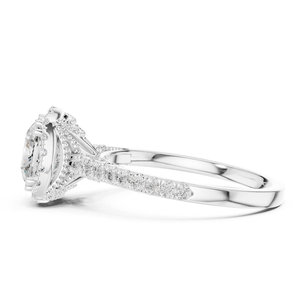 2.00 ct Cushion Estate Pave Engagement Ring 2ct White Gold