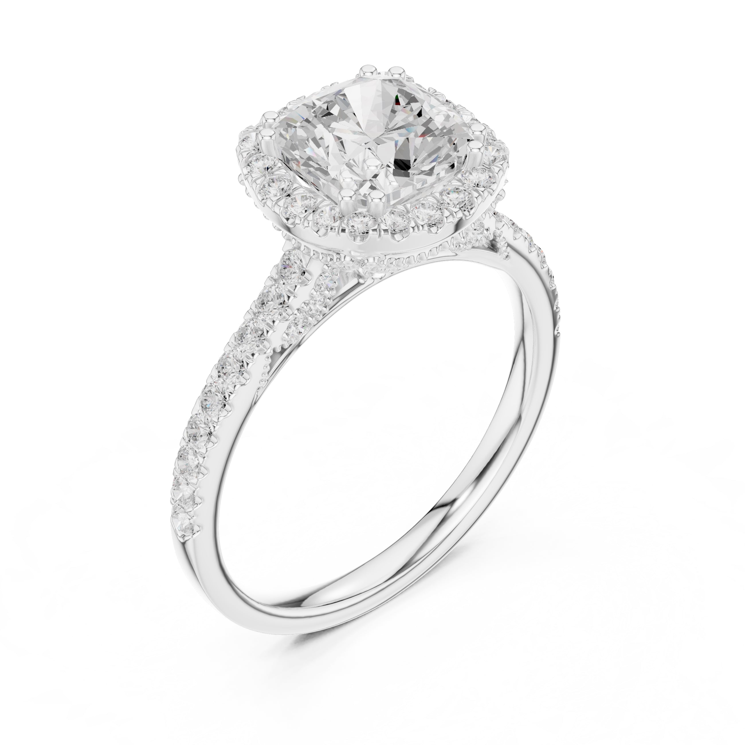 2.00 ct Cushion Estate Pave Engagement Ring 2ct White Gold