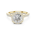 2.00 ct Cushion Estate Pave Engagement Ring 2ct Yellow Gold