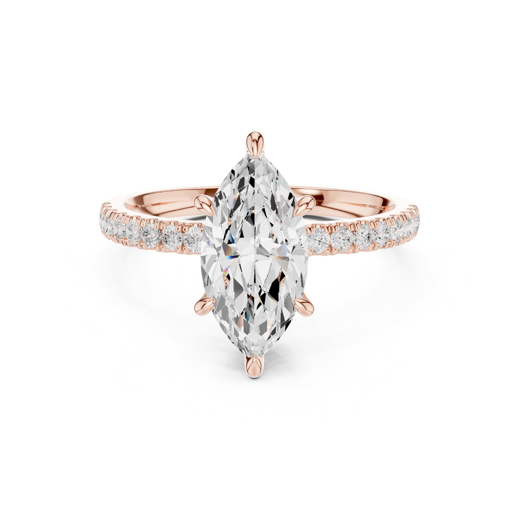 1.50 ct Marquise Vintage Pave Ring 1.5ct Rose Gold