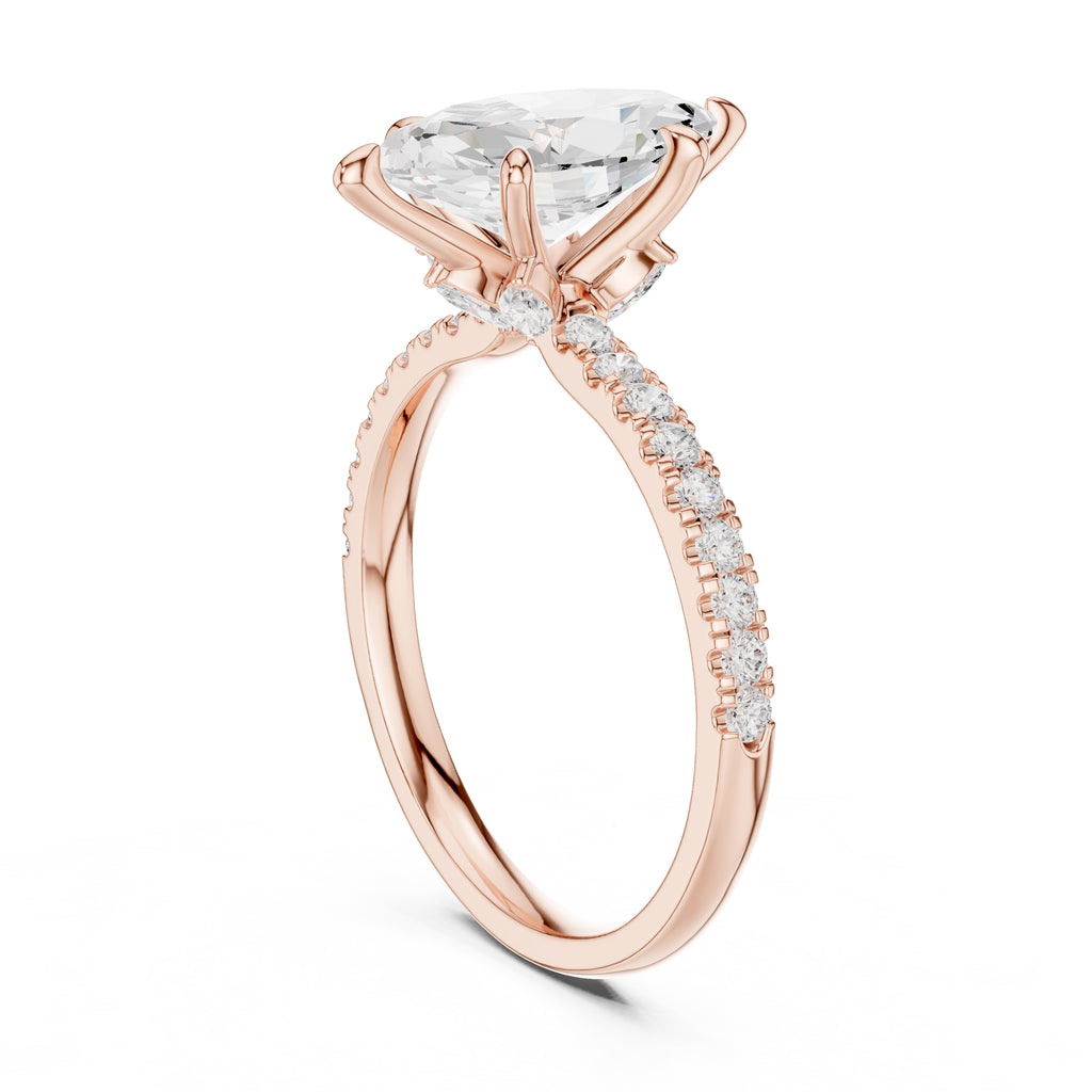1.50 ct Marquise Vintage Pave Ring 1.5ct Rose Gold