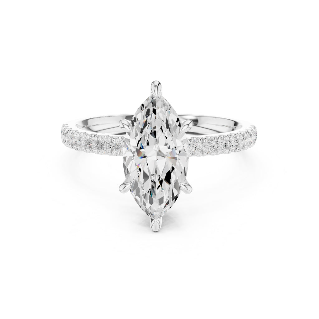 1.50 ct Marquise Vintage Pave Ring 1.5ct White Gold