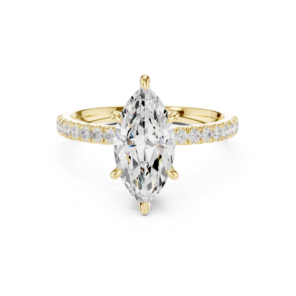 1.50 ct Marquise Vintage Pave Ring 1.5ct Yellow Gold