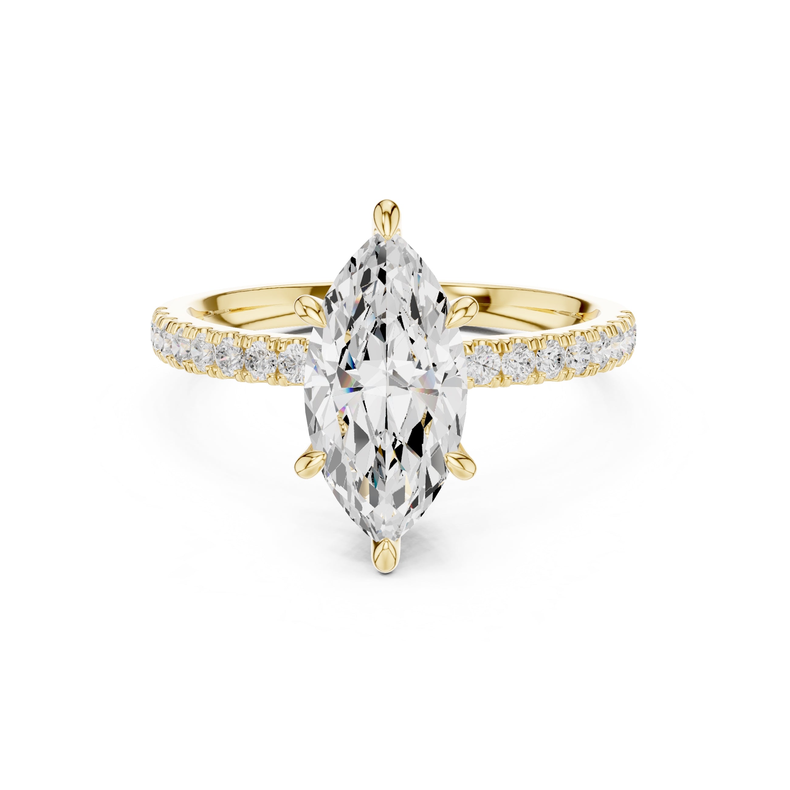 1.50 ct Marquise Vintage Pave Ring 1.5ct Yellow Gold